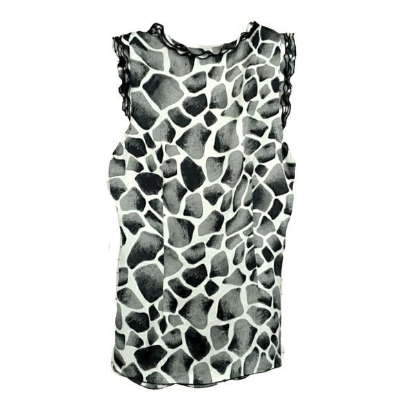 Signature by Larry Levine Frilly Neckline B&W Top - Picture 5 of 5